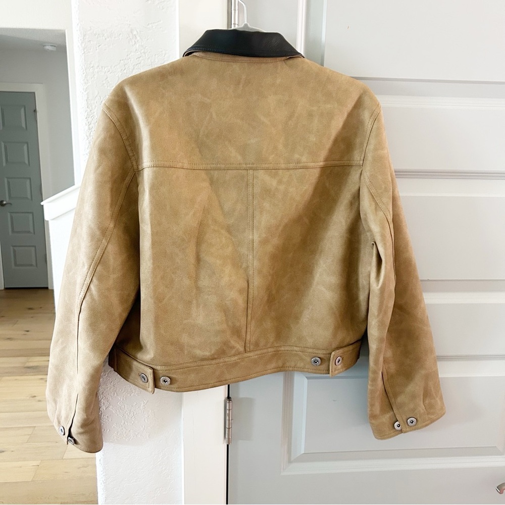 NWT Stand Studio Esther Jacket Free People Collared Faux Leather Trucker - Picture 7 of 9